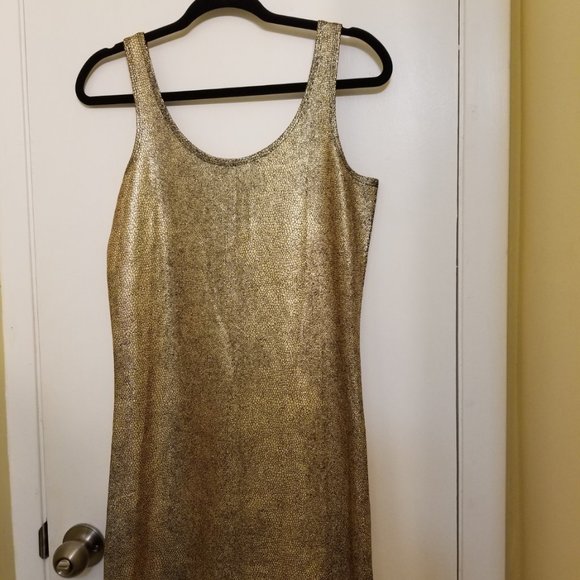 ONLY Long Fitted Tank Top/Mini Dress - GOLD - Picture 1 of 7